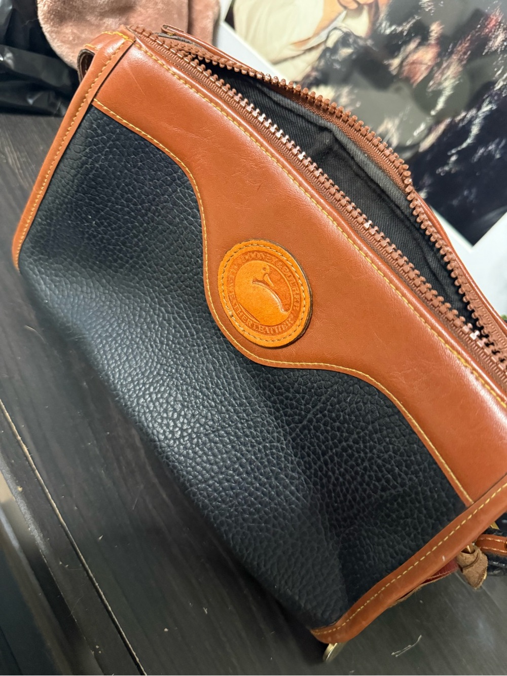 Vintage Dooney and Bourke Leather Trim Black & Brown Crossbody Bag